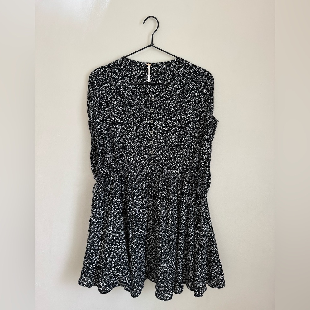 Free People One Fine Day Mini Floral Black Babydoll Dress - Picture 5 of 10